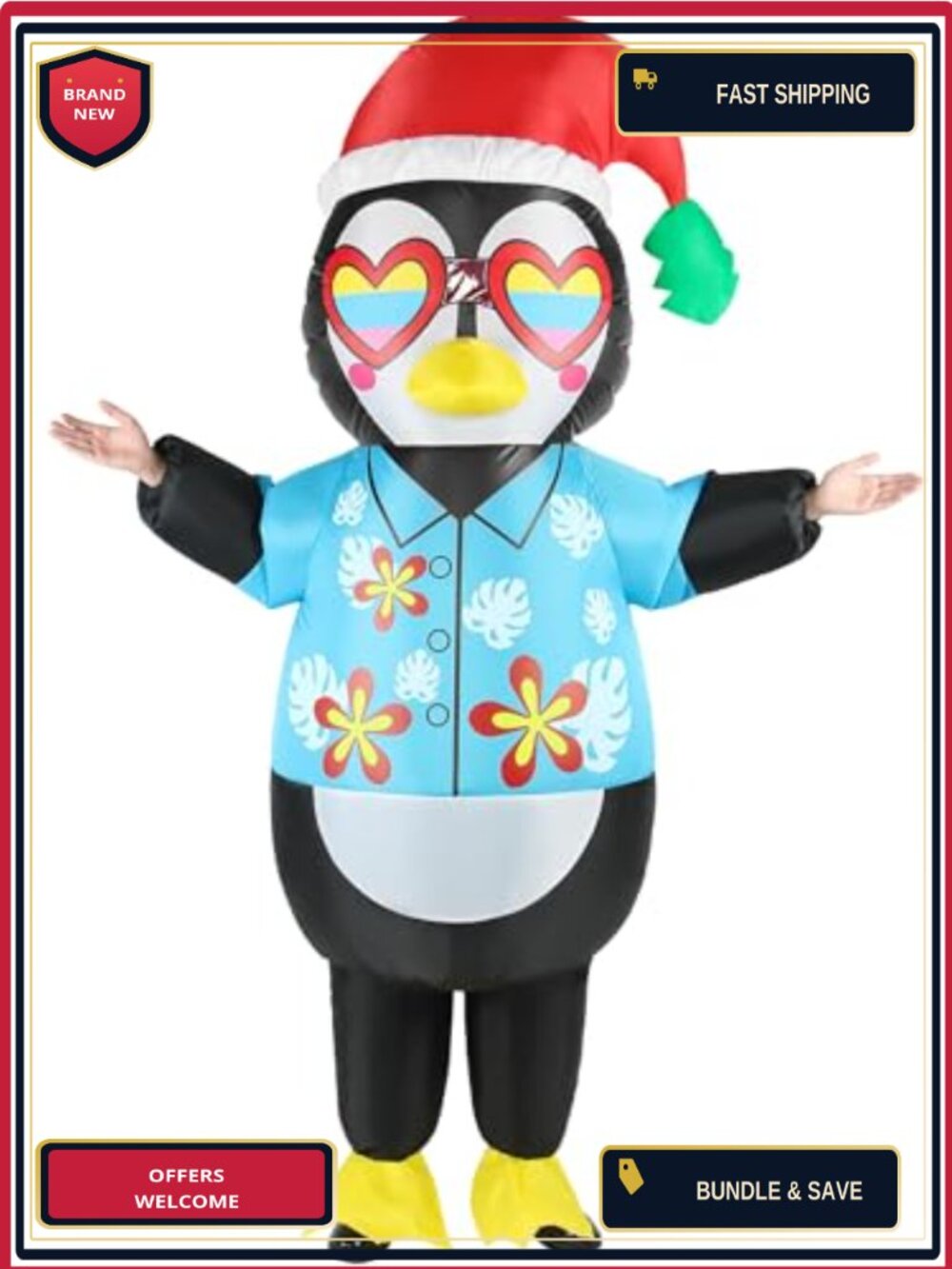 Christmas in July Inflatable Penguin Costume Adult Funny Blow Up Suit